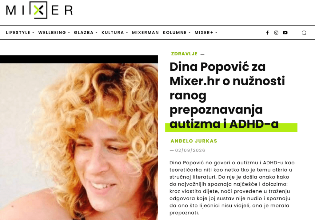 MIXER.HR - Dina Popović za Mixer.hr o nužnosti ranog prepoznavanja autizma i ADHD-a